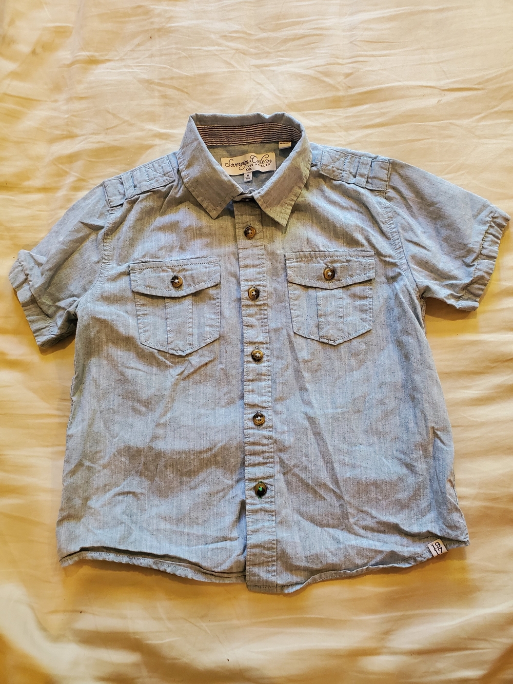 Sovereign Code Kids Blue Chambray Button Down Shirt Size 5 Little Boys